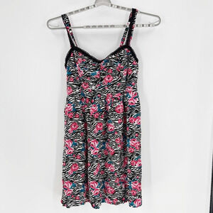 Torrid black animal print floral Tank dress size 2X rockabilly summer festival